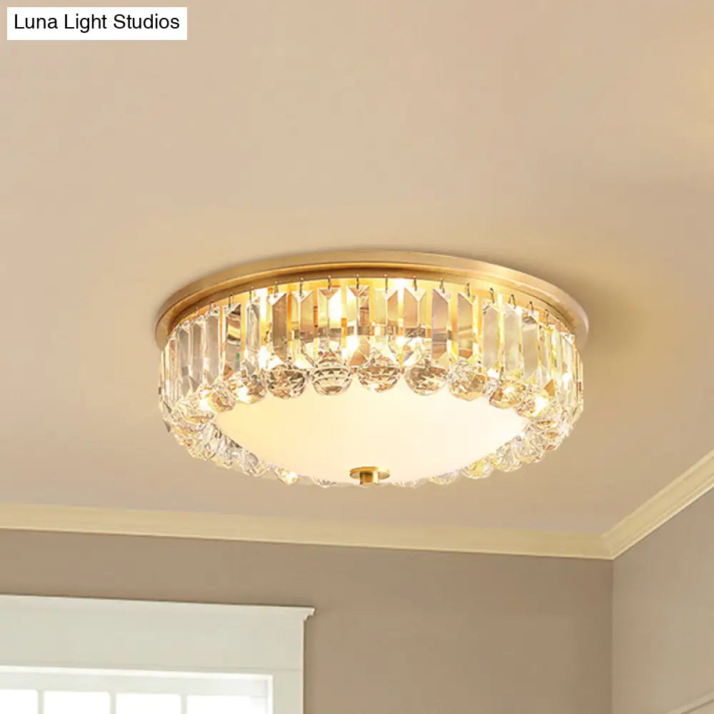 DecorBites™ DecorBites™ LED Modern Crystal Flush Mount Ceiling Light in Gold, Ideal for Bedroom