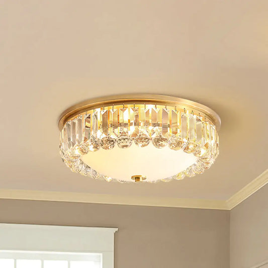 DecorBites™ DecorBites™ LED Modern Crystal Flush Mount Ceiling Light in Gold, Ideal for Bedroom