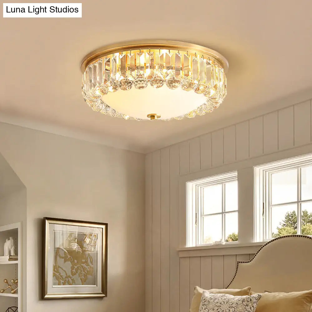 DecorBites™ DecorBites™ LED Modern Crystal Flush Mount Ceiling Light in Gold, Ideal for Bedroom