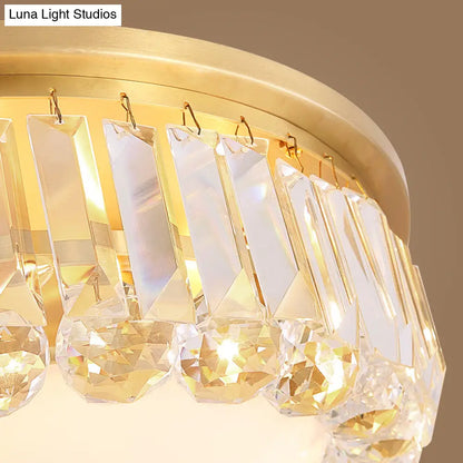 DecorBites™ DecorBites™ LED Modern Crystal Flush Mount Ceiling Light in Gold, Ideal for Bedroom