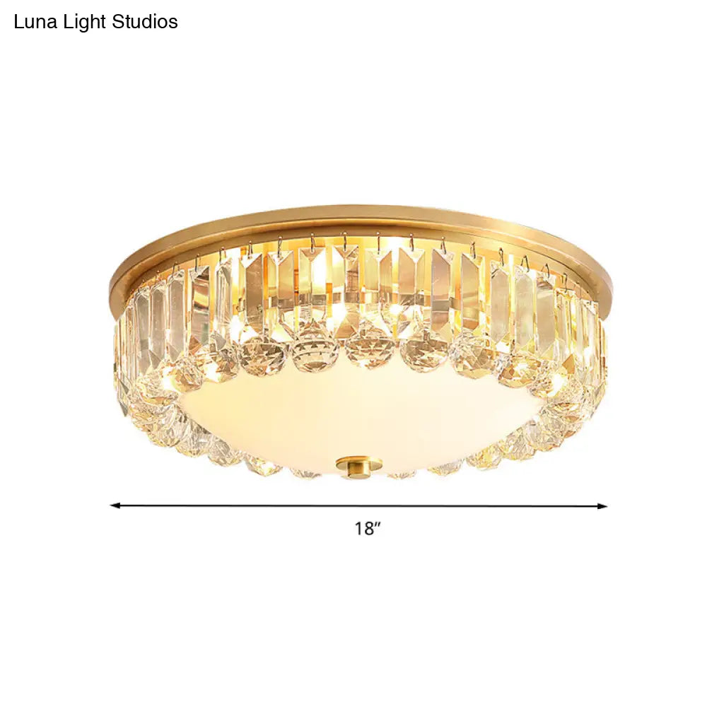 DecorBites™ DecorBites™ LED Modern Crystal Flush Mount Ceiling Light in Gold, Ideal for Bedroom