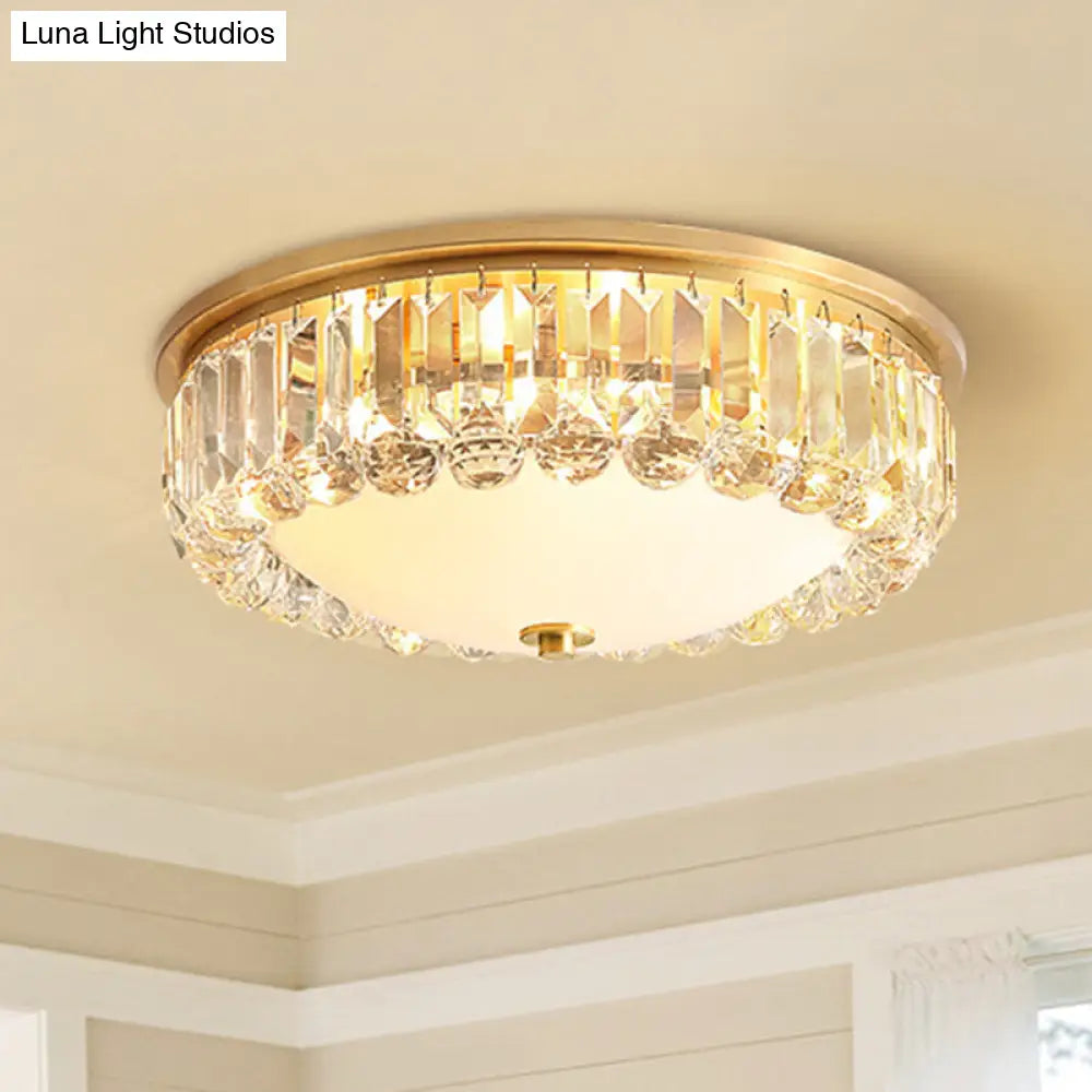 DecorBites™ DecorBites™ LED Modern Crystal Flush Mount Ceiling Light in Gold, Ideal for Bedroom