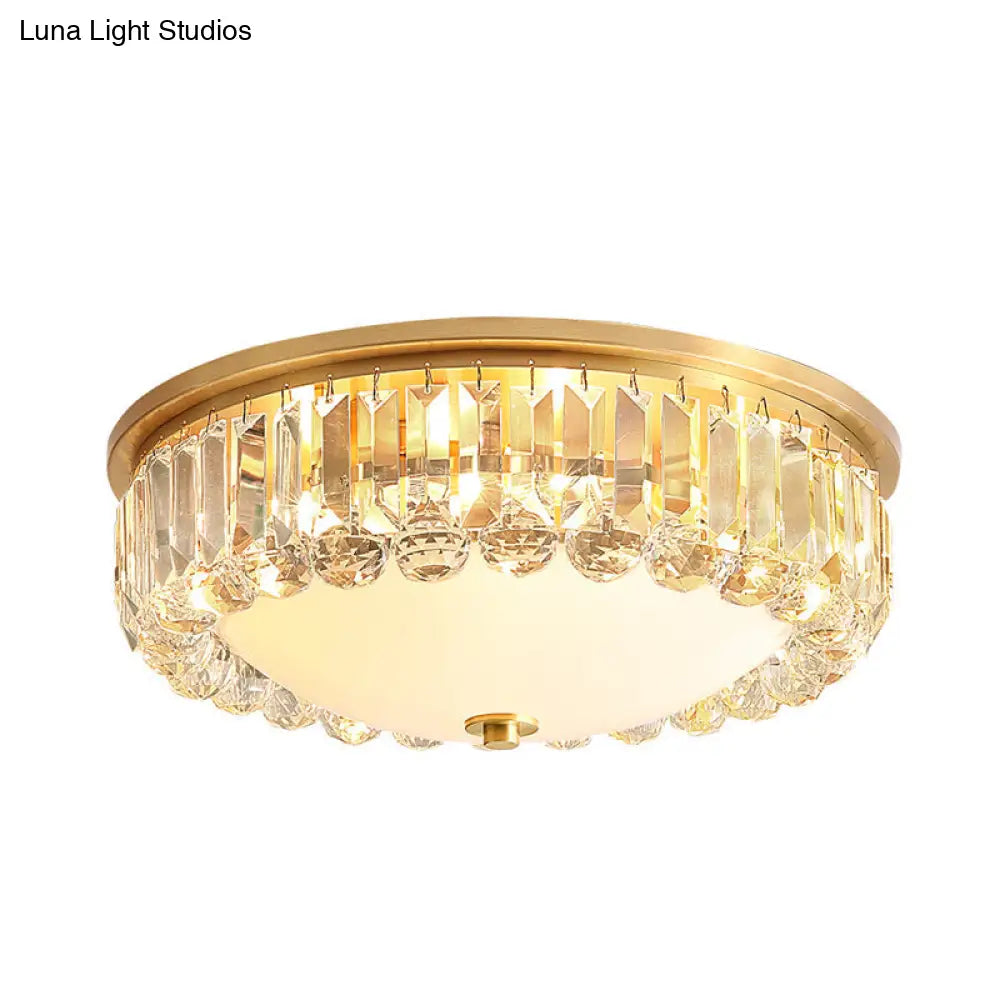 DecorBites™ DecorBites™ LED Modern Crystal Flush Mount Ceiling Light in Gold, Ideal for Bedroom