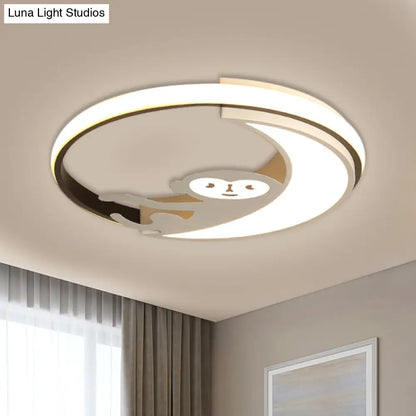 DecorBites™ DecorBites™ LED Monkey Cartoon Style Flush Mount Lamp - Black/White Metal Ceiling Lighting Fixture