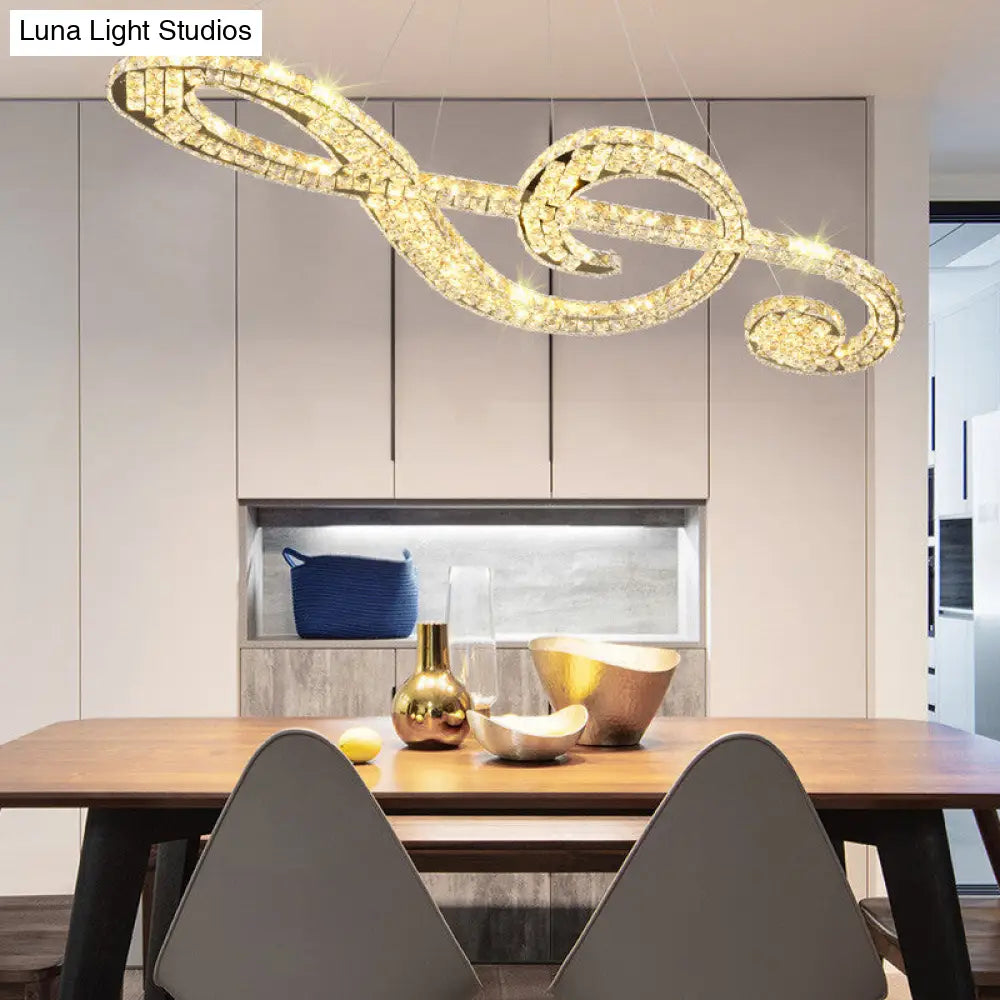 LED Musical Note Chandelier - Modern Crystal Suspension Light for Restaurants