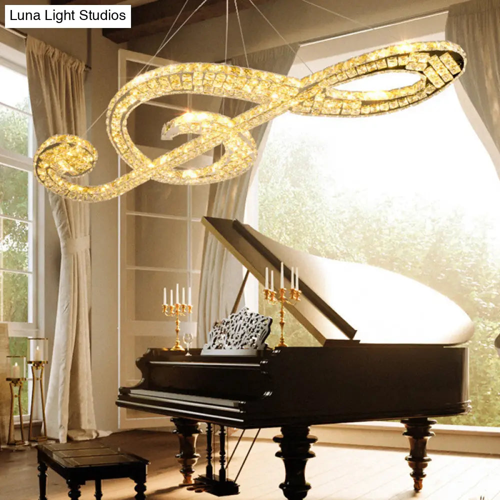 LED Musical Note Chandelier - Modern Crystal Suspension Light for Restaurants