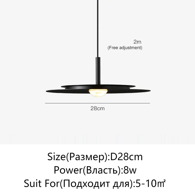 LED Nordic Flying Saucer Chandelier - Modern Decor - Black 28cm / Changeable light