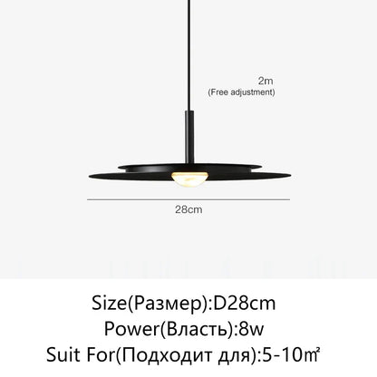 LED Nordic Flying Saucer Chandelier - Modern Decor - Black 28cm / Changeable light