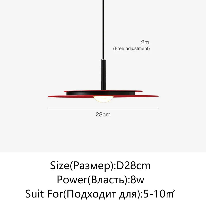 LED Nordic Flying Saucer Chandelier - Modern Decor - Red 28cm / Changeable light