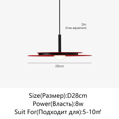 LED Nordic Flying Saucer Chandelier - Modern Decor - Red 28cm / Changeable light