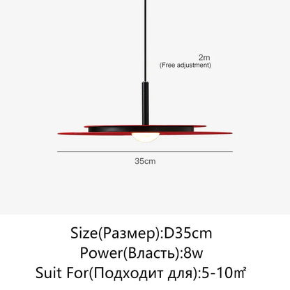 LED Nordic Flying Saucer Chandelier - Modern Decor - Red 35cm / Changeable light