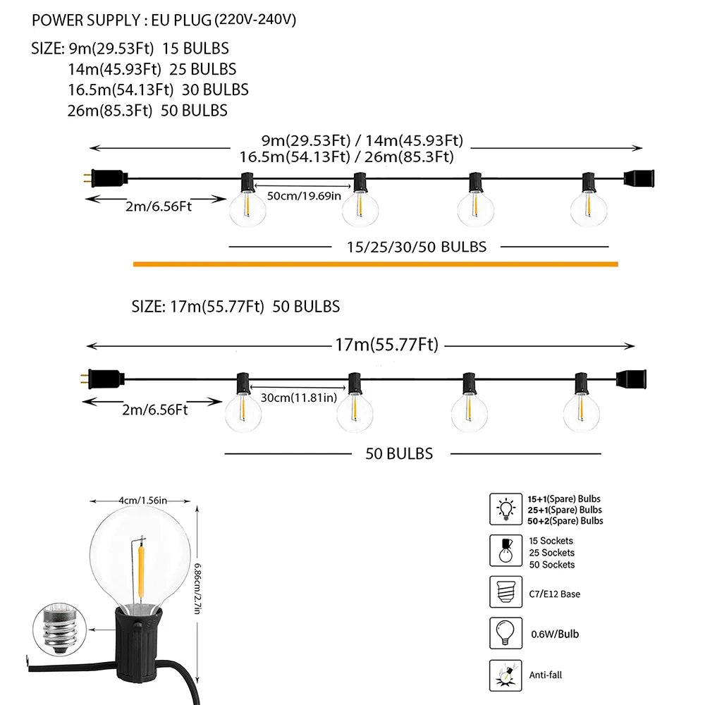 LED Outdoor String Lights for Wedding Party