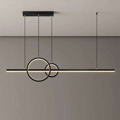 Lámpara colgante LED para isla de restaurante DecorBites™ - Pantalla contemporánea de metal negro/dorado con iluminación cálida/blanca