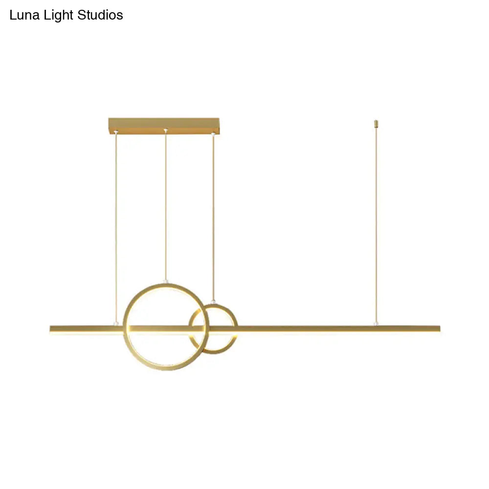 Lámpara colgante LED para isla de restaurante DecorBites™ - Pantalla contemporánea de metal negro/dorado con iluminación cálida/blanca