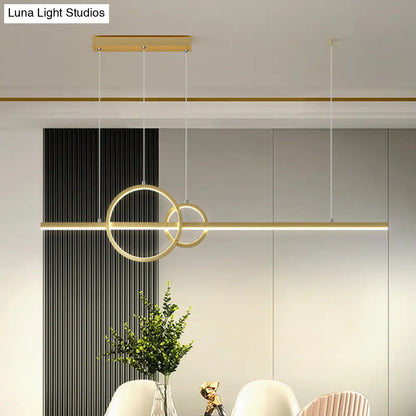 Lámpara colgante LED para isla de restaurante DecorBites™ - Pantalla contemporánea de metal negro/dorado con iluminación cálida/blanca