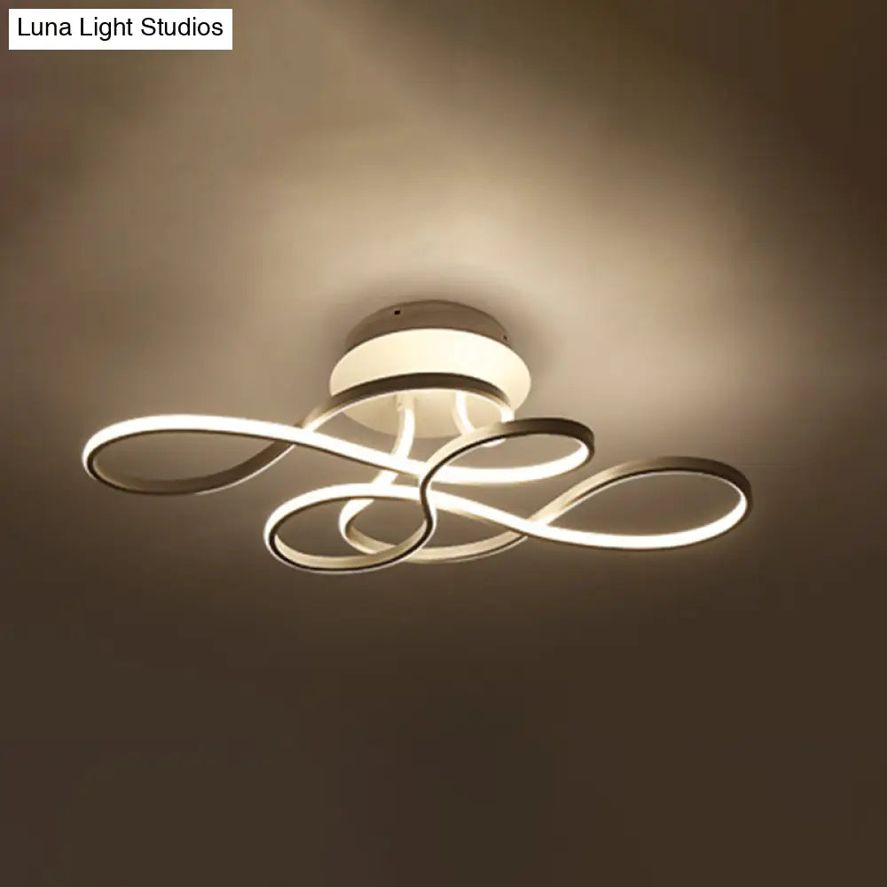DecorBites™ DecorBites™ LED Ribbon-Shaped Ceiling Flush Mount Light for Bedroom - Artistic Metal Semi Mount Lighting