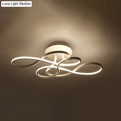 DecorBites™ DecorBites™ LED Ribbon-Shaped Ceiling Flush Mount Light for Bedroom - Artistic Metal Semi Mount Lighting