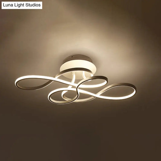 DecorBites™ DecorBites™ LED Ribbon-Shaped Ceiling Flush Mount Light for Bedroom - Artistic Metal Semi Mount Lighting