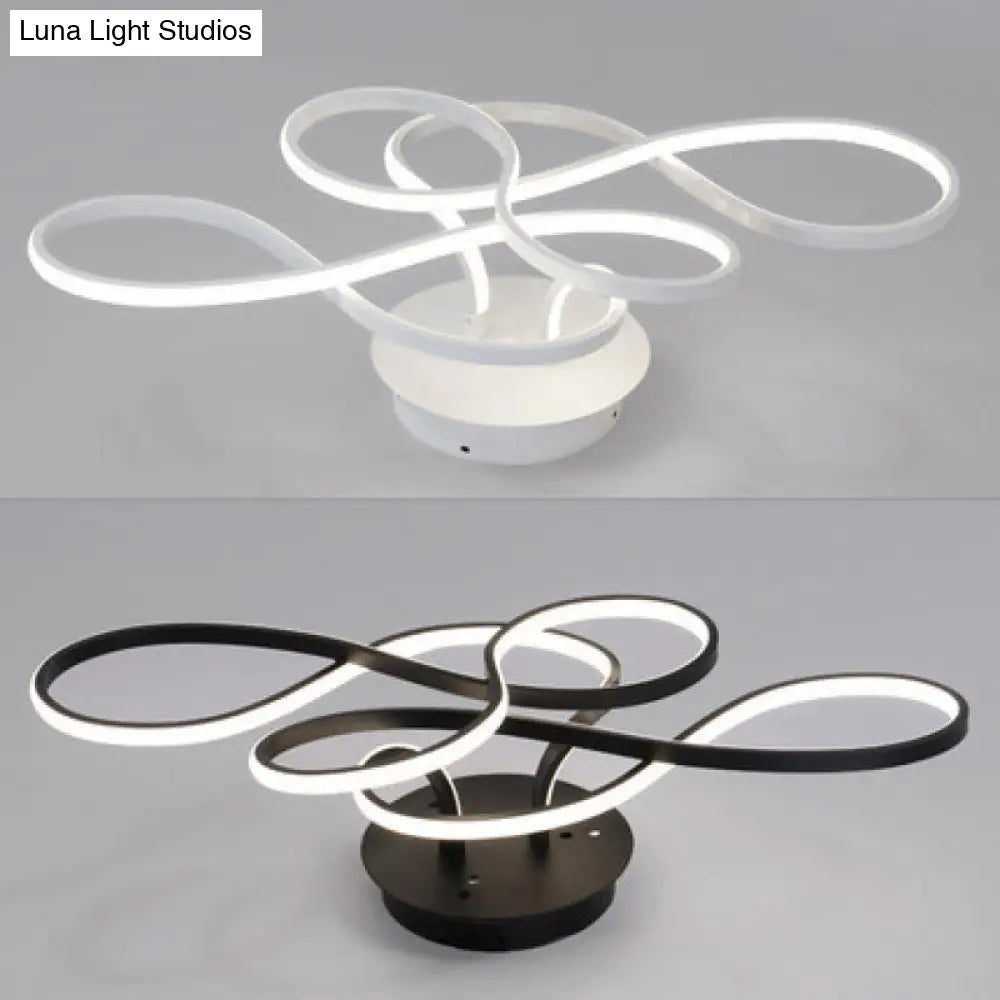 DecorBites™ DecorBites™ LED Ribbon-Shaped Ceiling Flush Mount Light for Bedroom - Artistic Metal Semi Mount Lighting