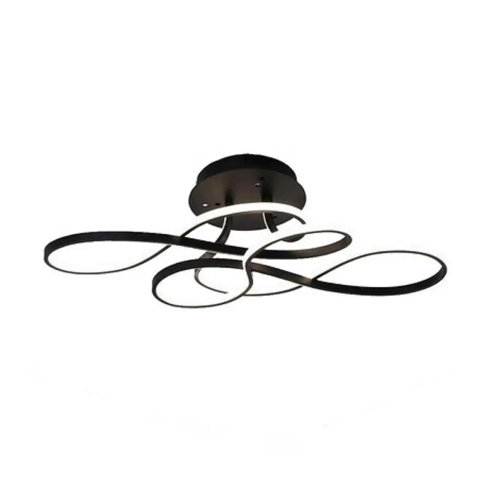 DecorBites™ DecorBites™ LED Ribbon-Shaped Ceiling Flush Mount Light for Bedroom - Artistic Metal Semi Mount Lighting
