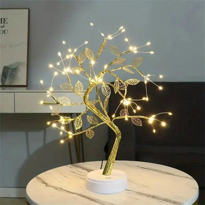 LED Rose Leaf Table Lamp USB Christmas Tree Fairy Light Night Lights Home DIY Party Wedding Bedroom Decoration Mother’s