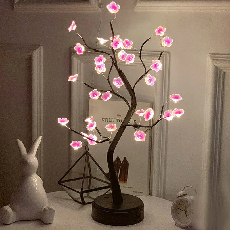 LED Rose Leaf Table Lamp USB Christmas Tree Fairy Light Night Lights Home DIY Party Wedding Bedroom Decoration Mother’s