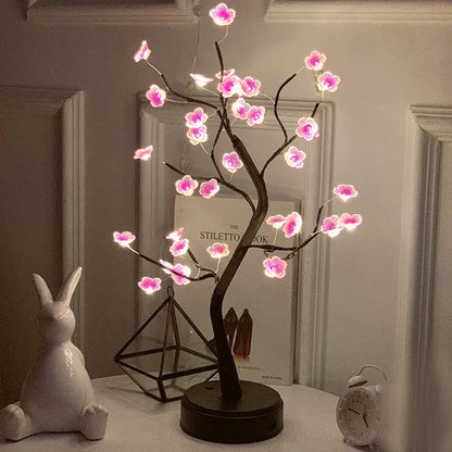 LED Rose Leaf Table Lamp USB Christmas Tree Fairy Light Night Lights Home DIY Party Wedding Bedroom Decoration Mother’s