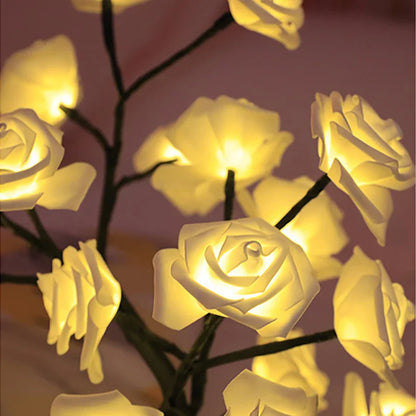LED Rose Tree Lamp USB Powered Flower Night Light Atmosphere Lighting for Holiday Parties Weddings Gift Lover Home Decor