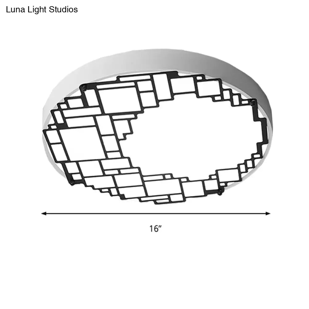 DecorBites™ DecorBites™ LED Round Flush Mount Ceiling Light 16"/19.5" W Simple Metallic Bedroom Fixture | White Light, Wall Pattern