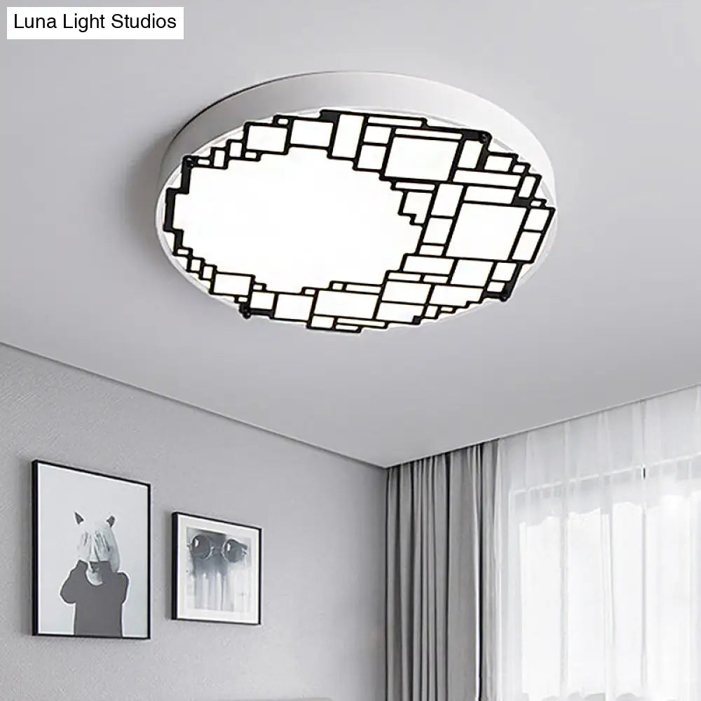 DecorBites™ DecorBites™ LED Round Flush Mount Ceiling Light 16"/19.5" W Simple Metallic Bedroom Fixture | White Light, Wall Pattern