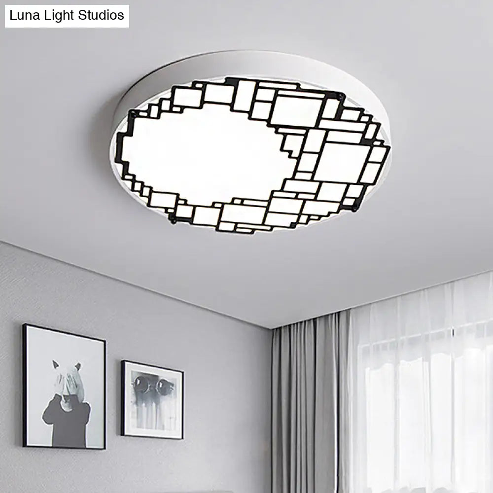 DecorBites™ DecorBites™ LED Round Flush Mount Ceiling Light 16"/19.5" W Simple Metallic Bedroom Fixture | White Light, Wall Pattern