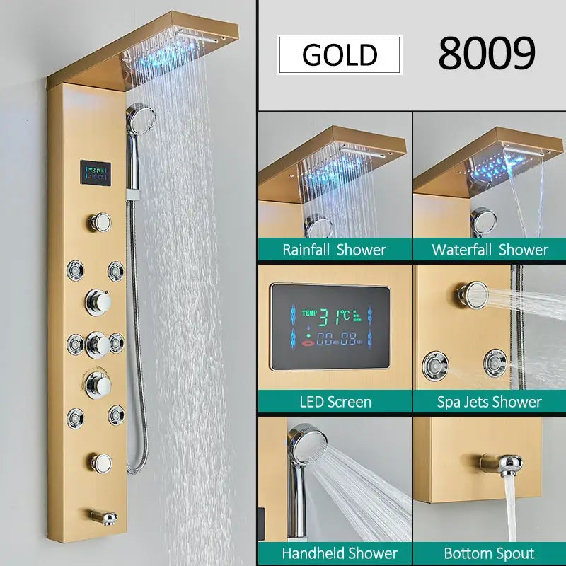 Nickel Rainfall Shower Panel