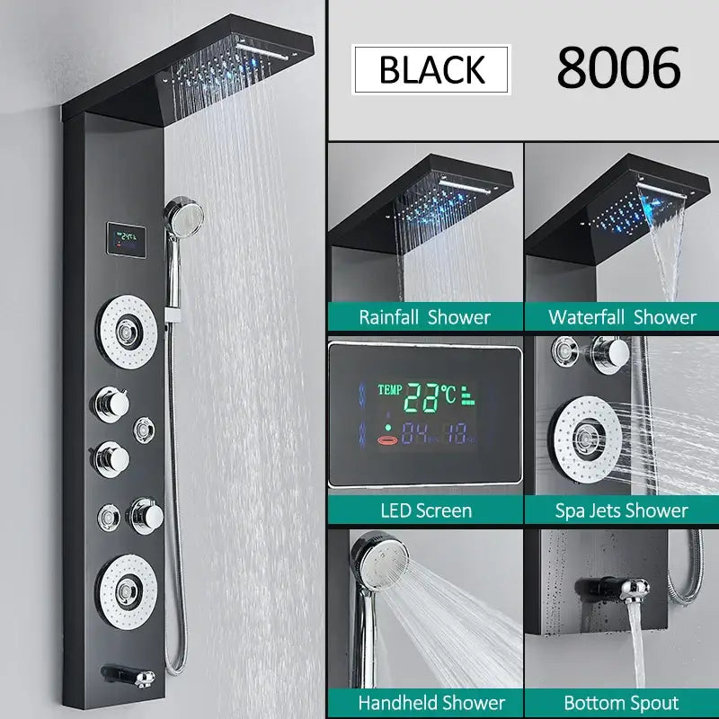 Nickel Rainfall Shower Panel