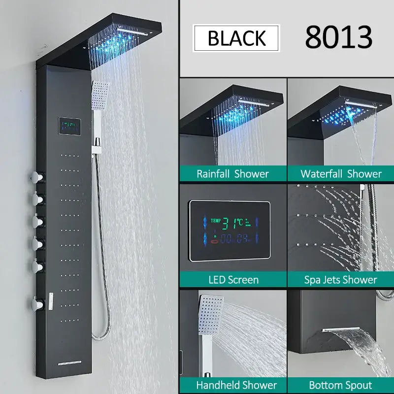 Nickel Rainfall Shower Panel