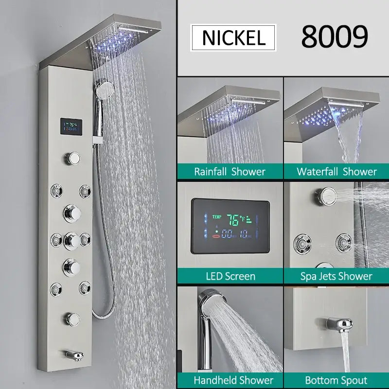 Nickel Rainfall Shower Panel