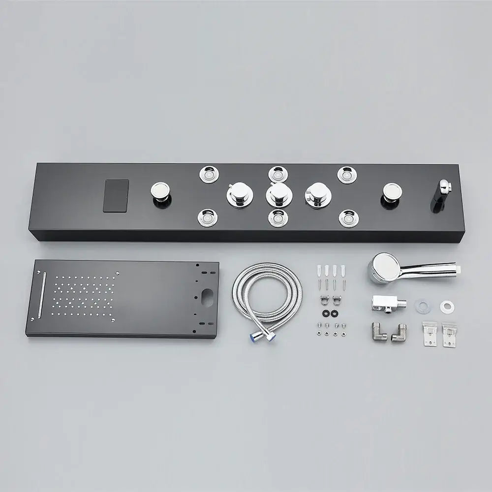 LED Shower Panel Tower System Rain Waterfall Shower Column Hydroelectricity LCD Display With Massage Body Spa Bath Shower Faucet