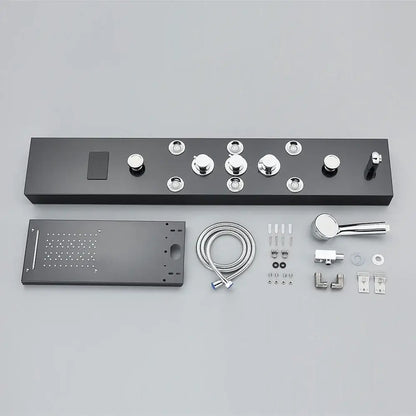 LED Shower Panel Tower System Rain Waterfall Shower Column Hydroelectricity LCD Display With Massage Body Spa Bath Shower Faucet