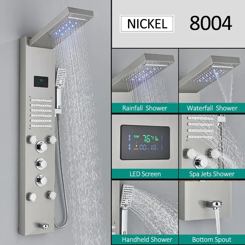 Nickel Rainfall Shower Panel