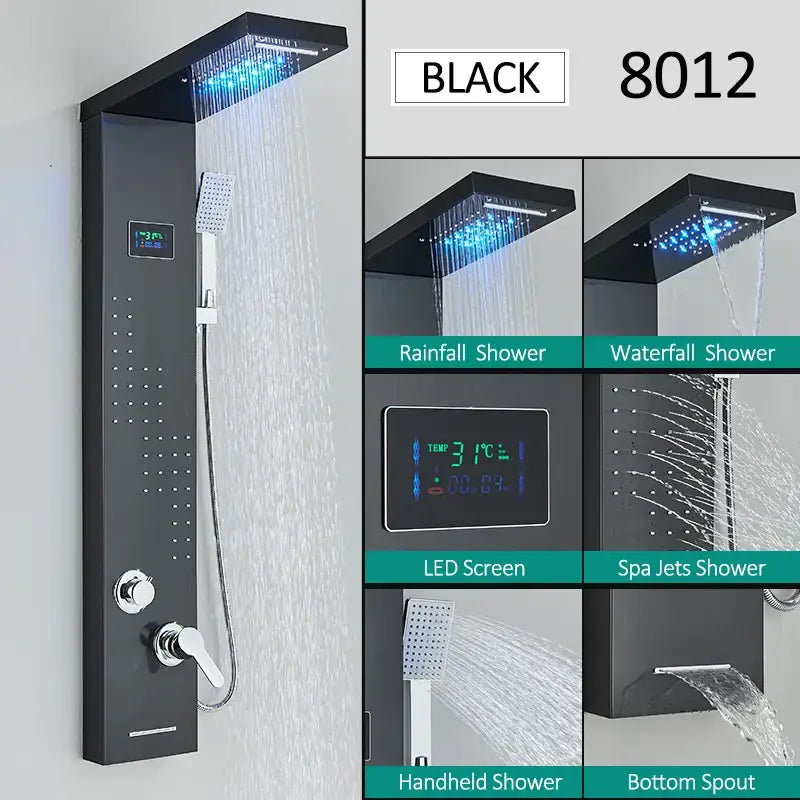 Nickel Rainfall Shower Panel