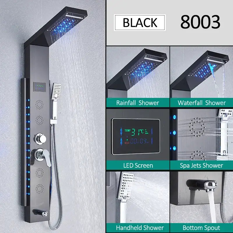 Nickel Rainfall Shower Panel