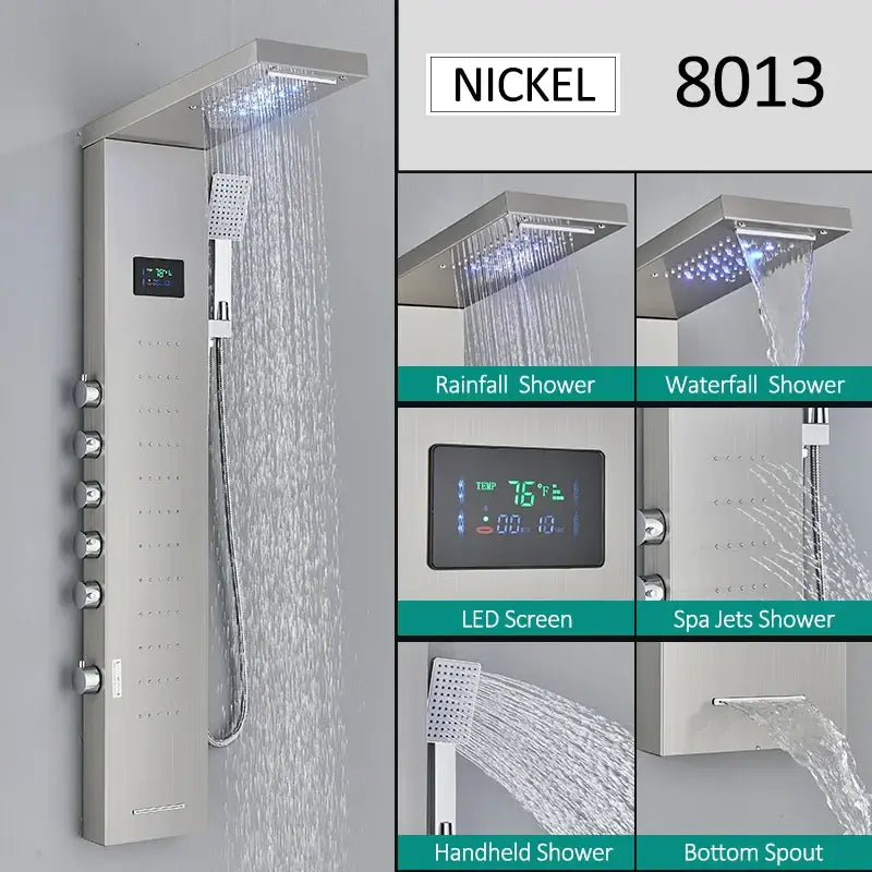 Nickel Rainfall Shower Panel