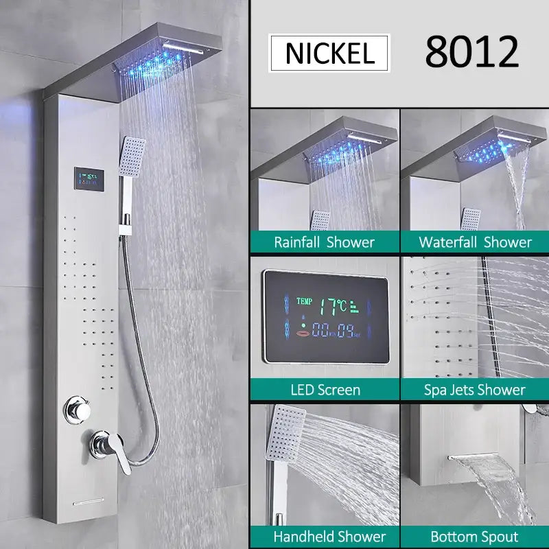 Nickel Rainfall Shower Panel