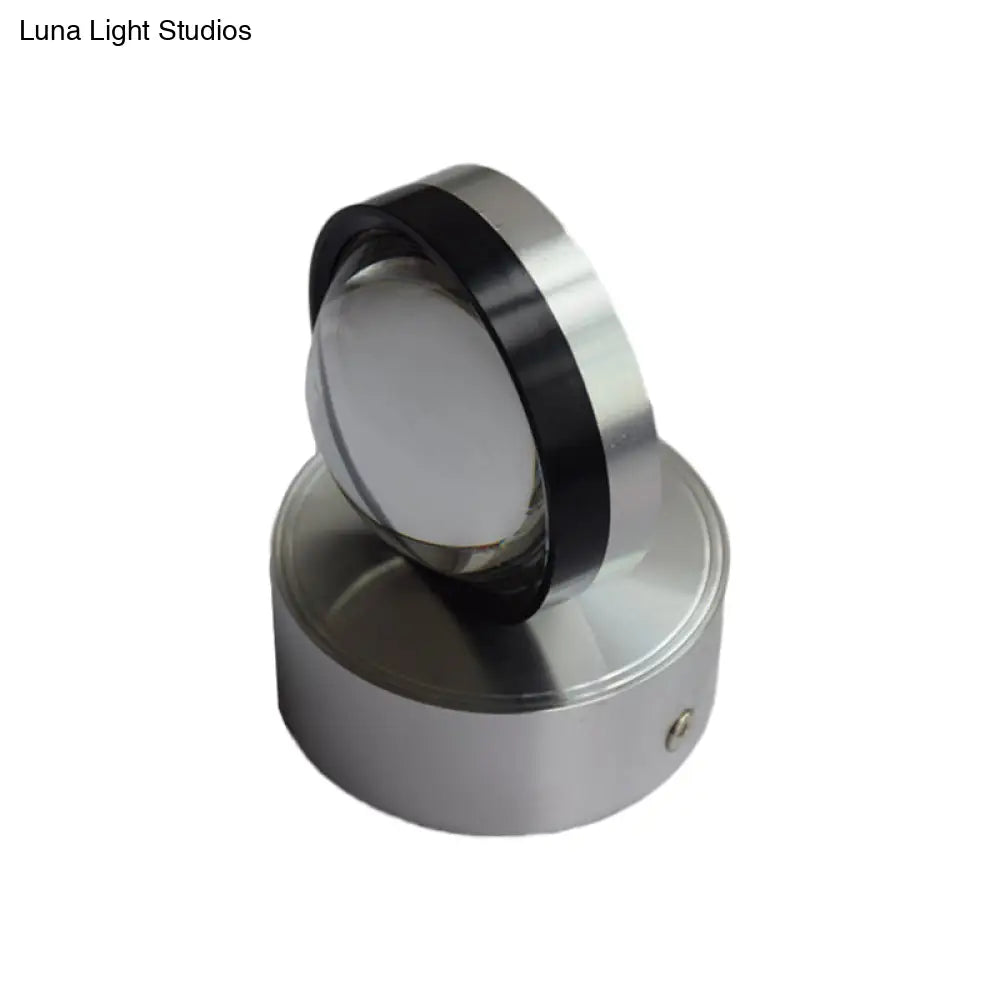 DecorBites™ LED Silver Finish Bedroom Wall Sconce with Crystal Shade - Warm & White Lighting