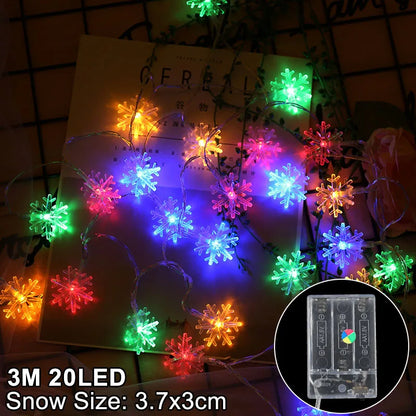 LED Snowflake Christmas Home Decorations 2024 - Xmas Gift - 3m multicolor snow