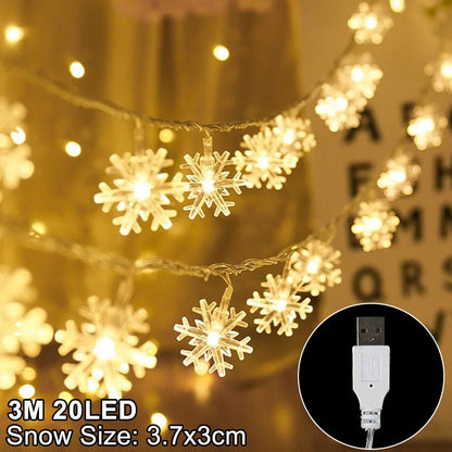 LED Snowflake Christmas Home Decorations 2024 - Xmas Gift - 3m warm white snow 1
