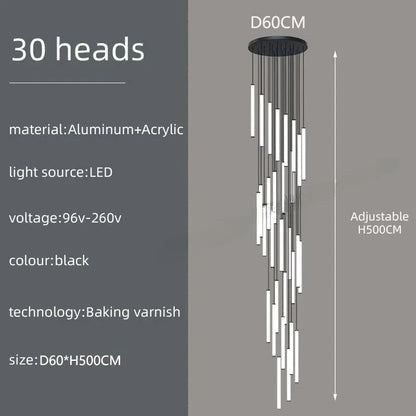 LED Spiral Staircase Chandelier for Home Decor - Chandelier