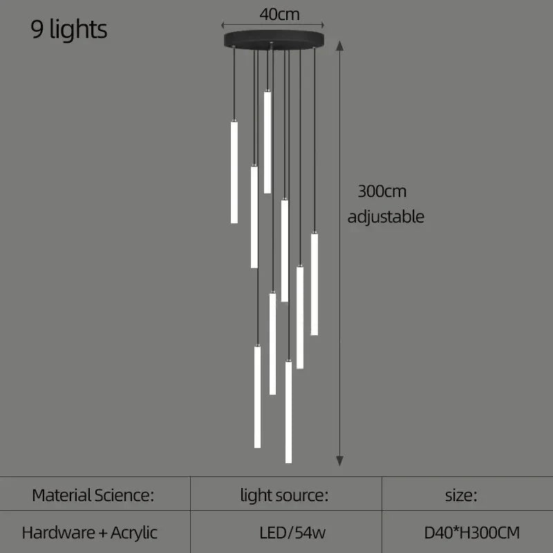 LED Spiral Staircase Chandelier for Modern Home - Chandelier