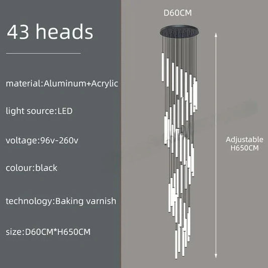 LED Spiral Staircase Chandelier - Modern Home Lighting - 43heads / Gold chassis / Warm White - Chandelier