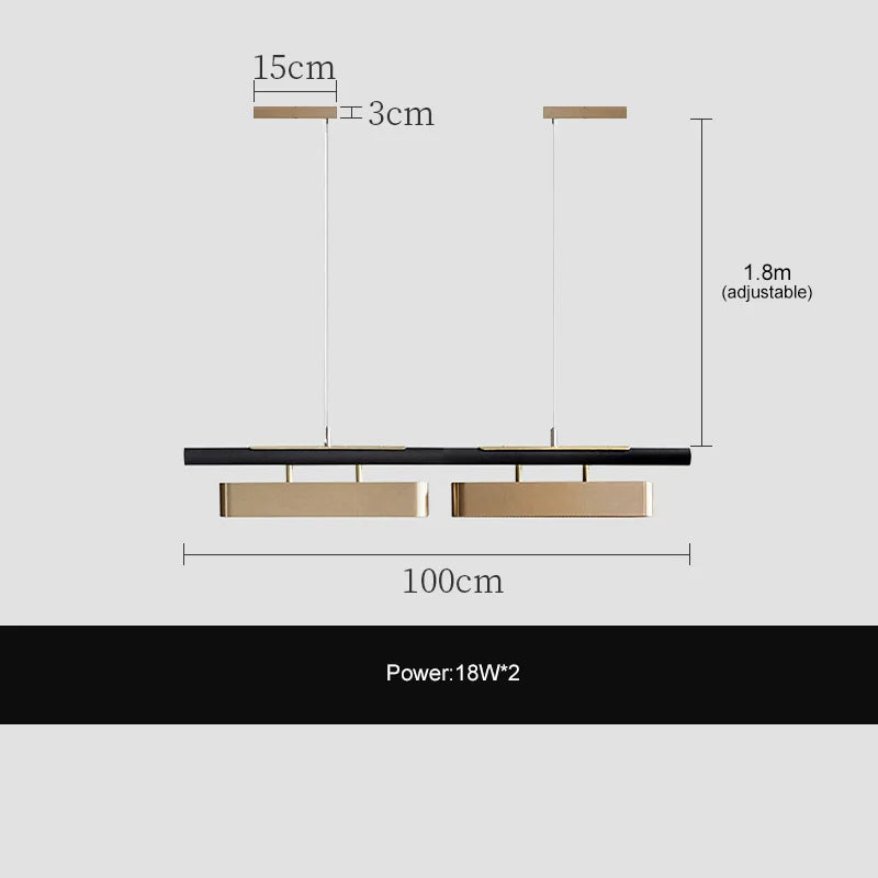 LED Strip Pendant Lights for Modern Home Dining - 2 heads 100CM / Cold White 6000K - Chandelier