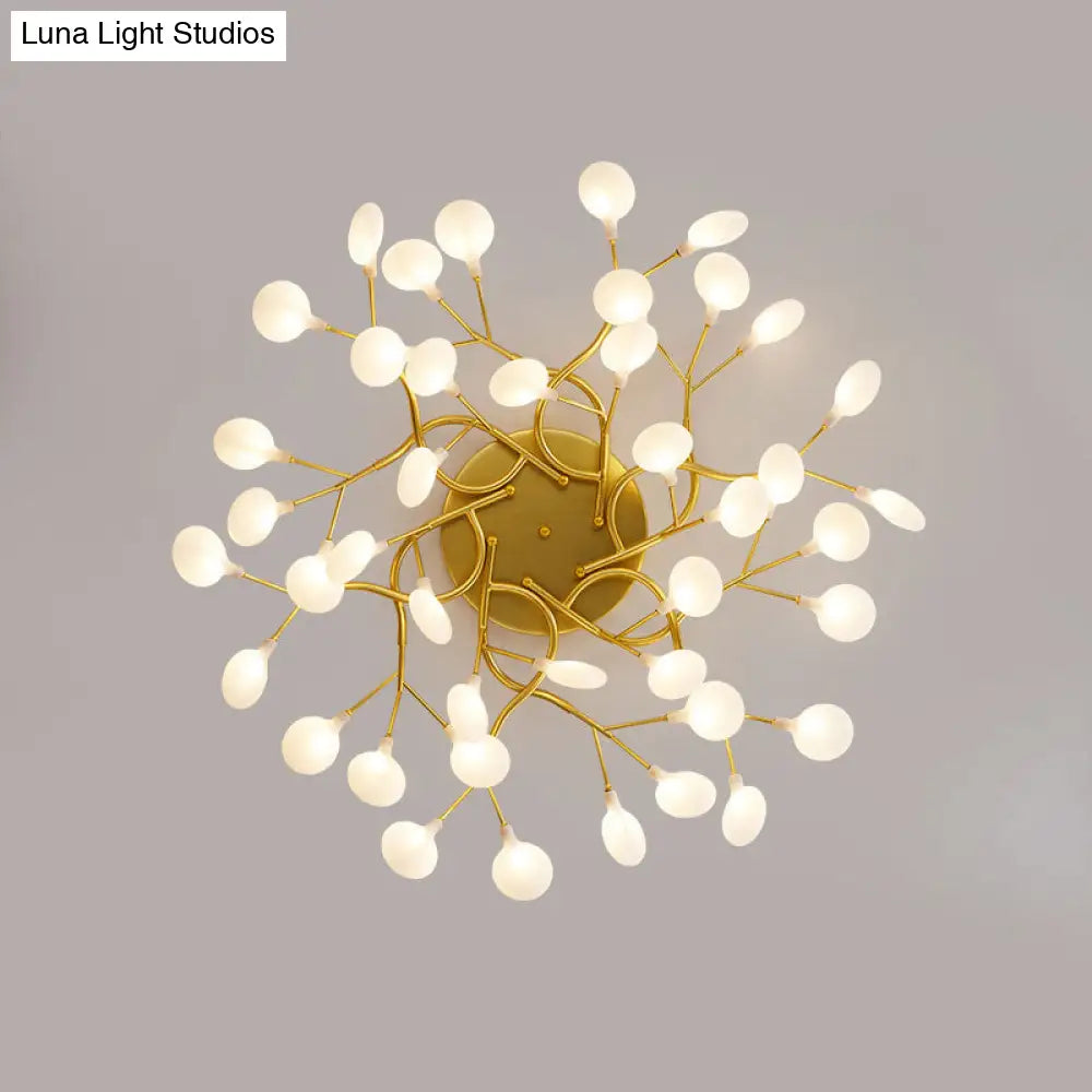 DecorBites™ DecorBites™ LED Tree Branch Semi Flush Chandelier Light for Living Room with Firefly Shade - Modern Metallic Design